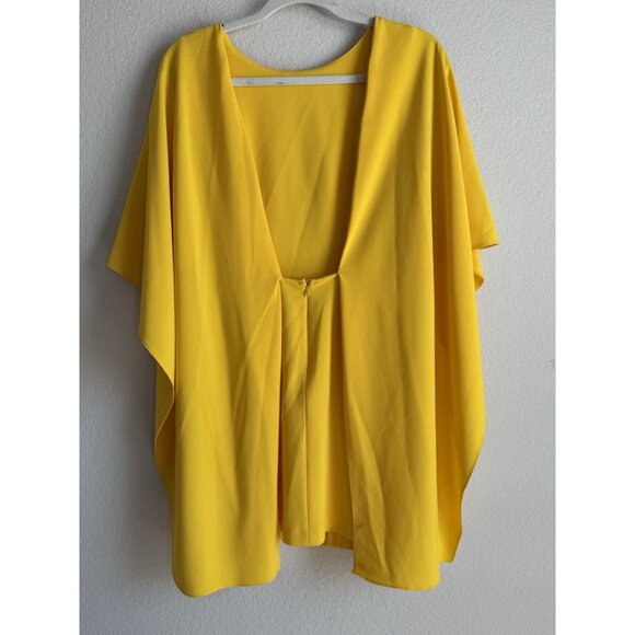 ZARA Women's Open Back Yellow Ruffle Cape Mini Dress Size Small Modest‎ - Picture 6 of 12